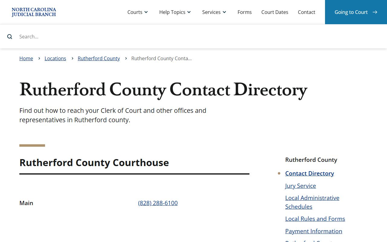 Rutherford County court dockets official contact directory
