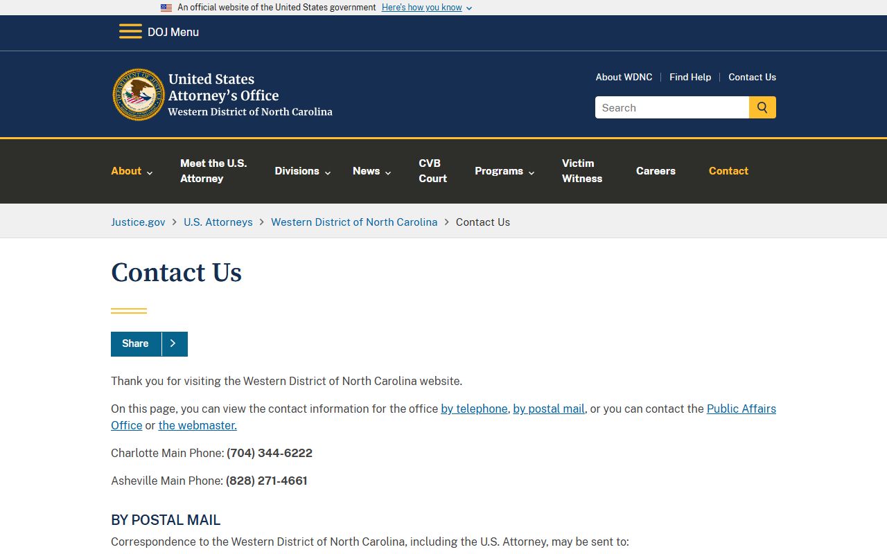 Rutherford County court dockets U.S. Attorney contact source
