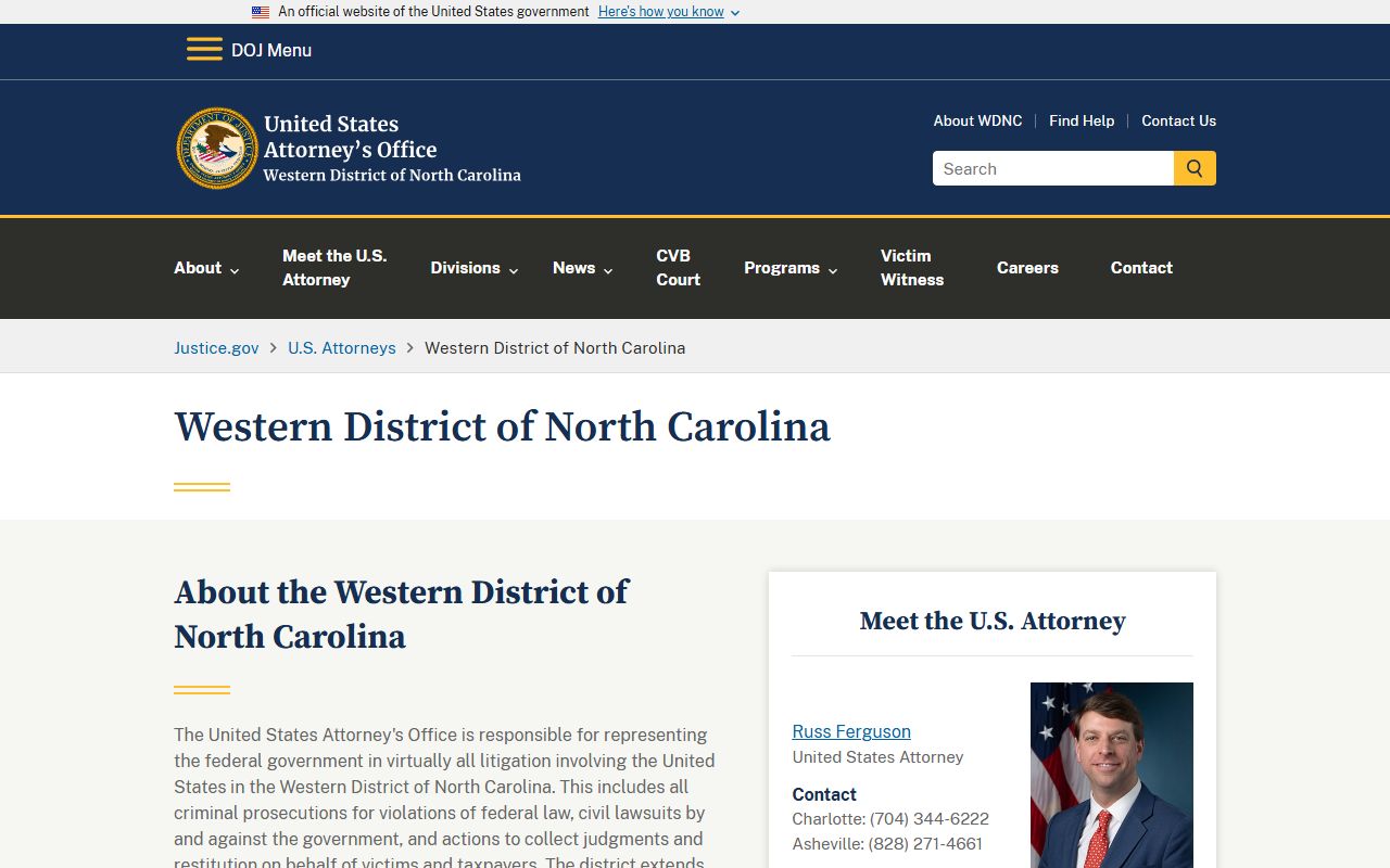 Rutherford County court dockets federal prosecutor distinction