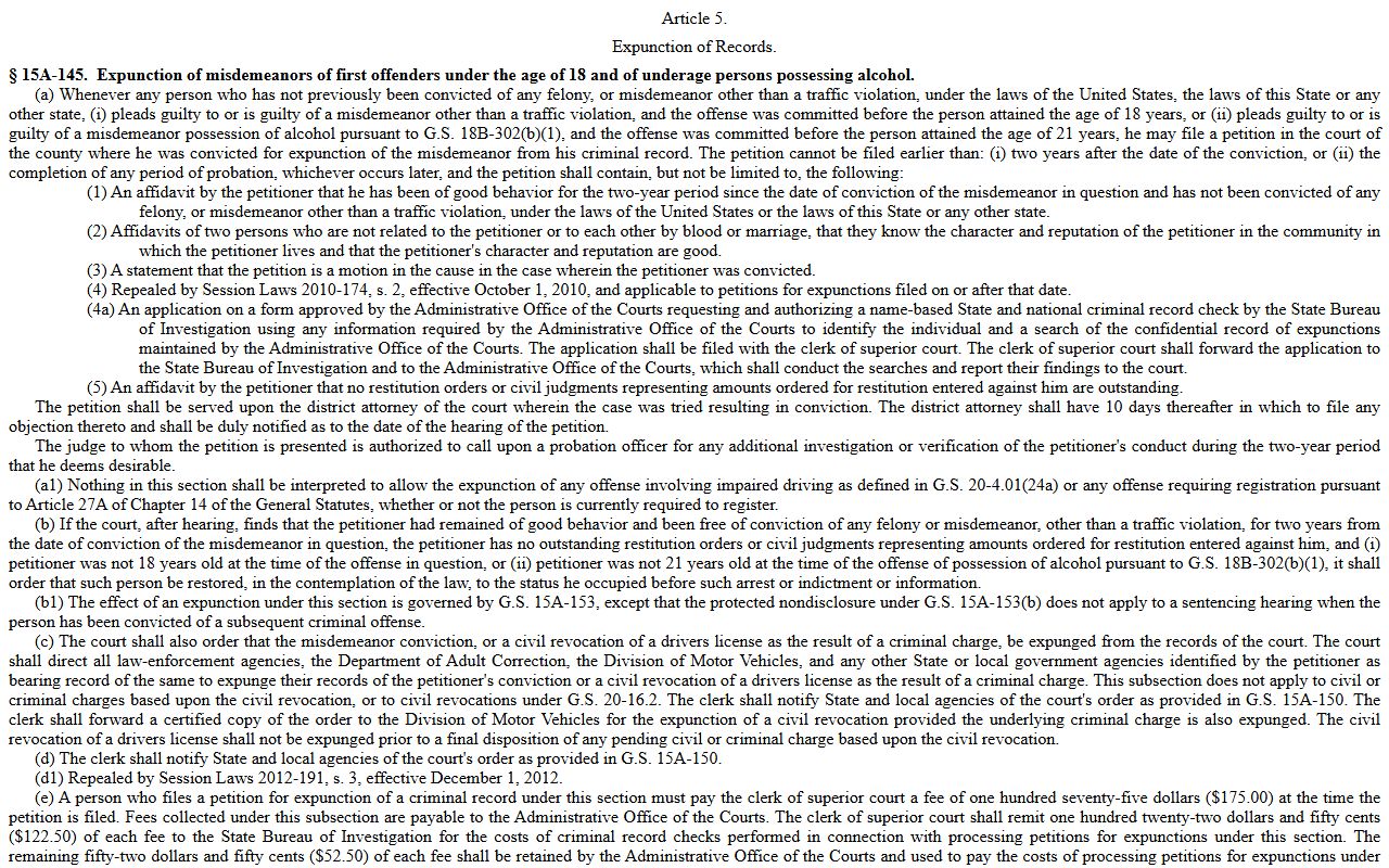 Rutherford County criminal court records expunction statutes