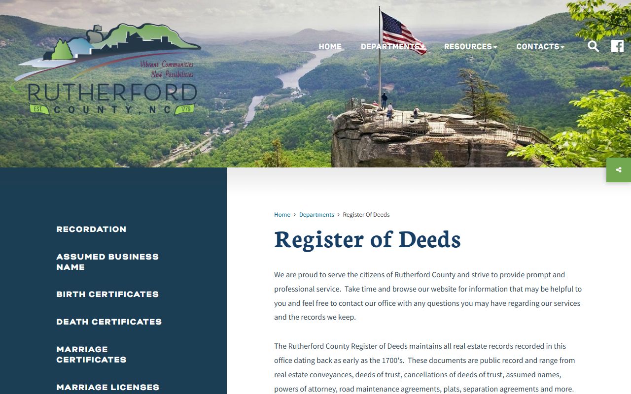 Rutherford County marriage records Register of Deeds office page