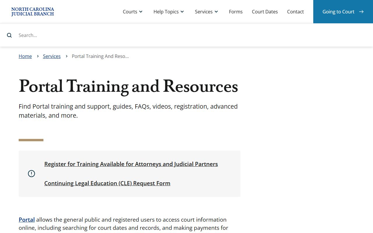 Rutherford County court records eCourts Portal training page