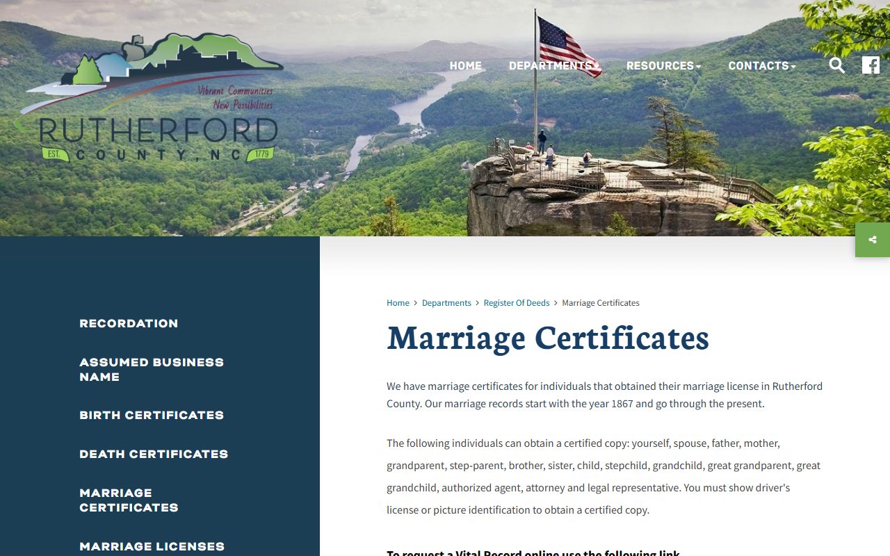 Rutherford County probate records marriage certificate certified copy rules