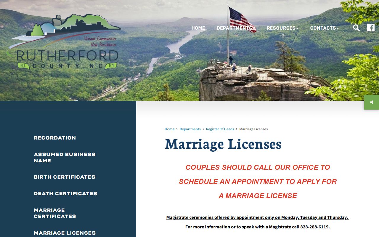 Rutherford County probate records Register of Deeds marriage license office page