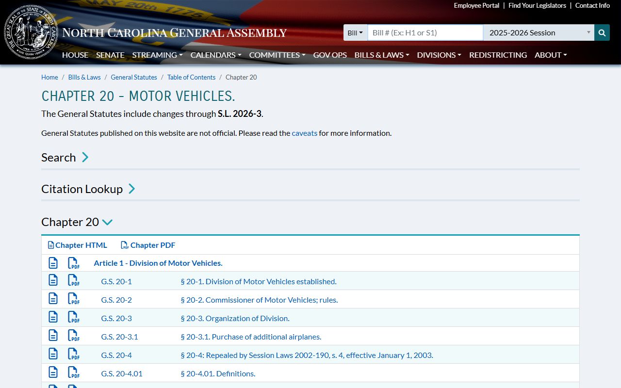 Rutherford County traffic court records North Carolina Chapter 20 driver access law